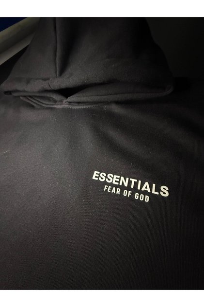 Unisex Essentials Embossed Rubber Logo Printed 3-Thread Brushed Inside Hoodie Sweatshirt