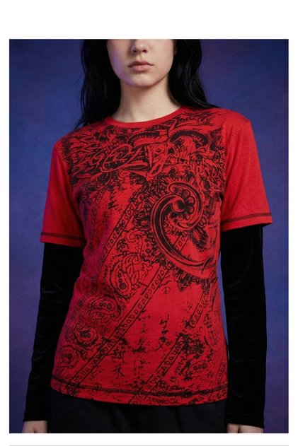 Red Thin Gothic Punk Black Long Sleeve Sweatshirt