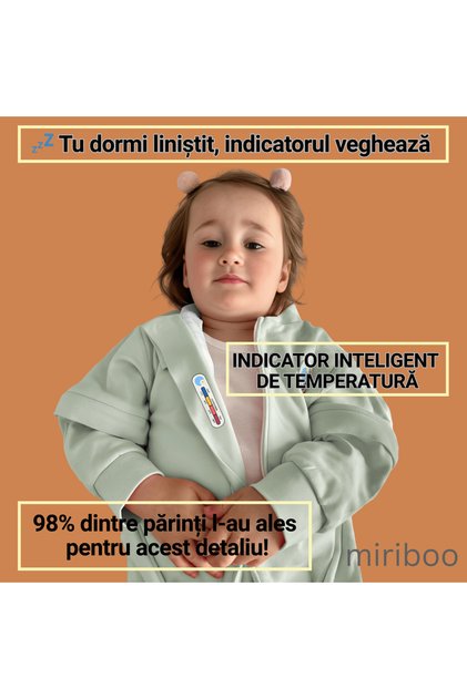 Sac de dormit cu picioruse 1–2.5 ani si 2.5-4 ani, 1 TOG, Bumbac 100%, Indicator Temperatura