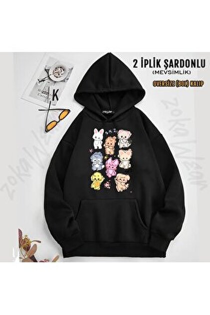 ZOKAWEAR Unisex Oversize Kalıp Stray kids skzoo Tasarım Baskılı
