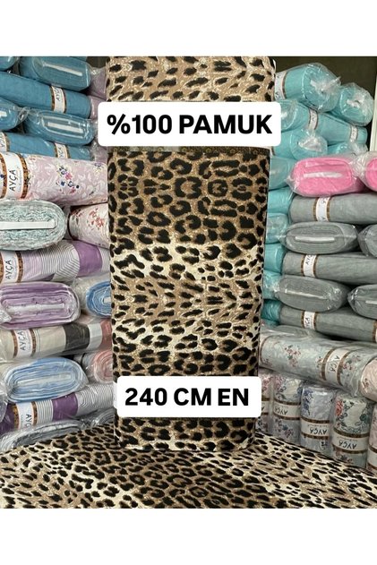 Kumaş"nevresim-çarşaf-çanta-perde-yastıklık" leopar desen 240 cm en pamuk