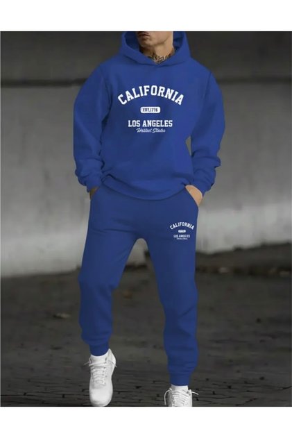 California Los Angeles Printed Unisex Women/Men Hooded Oversize Bottom/Tope Tracksuit Set