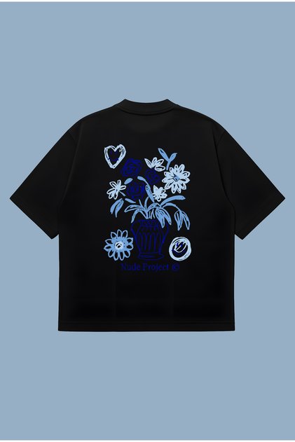 Nude Project Jarron Tee Blue Boxy Fit Oversized Unisex Tshirt – Printed T-Shirt | Streetwear