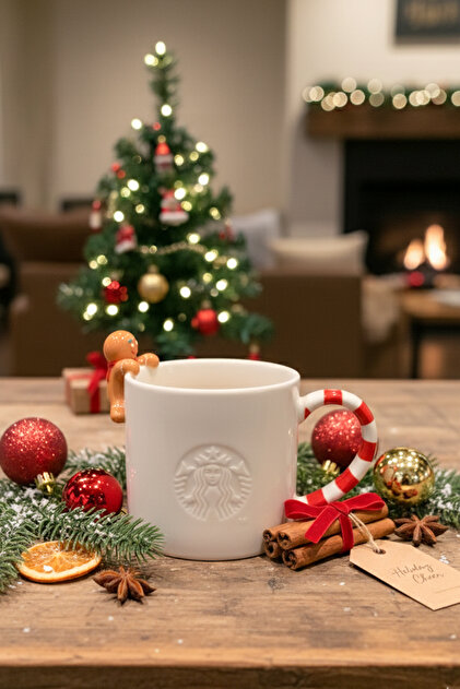 Starbucks Meraklı Zencefil Kurabiye Adam Figürlü Beyaz Porselen
