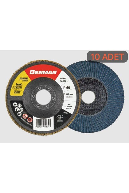 BENMAN FLAP DİSK ZIMPARA 125 mm 100 KUM ZR 10 ADET AVANTAJ PAKET