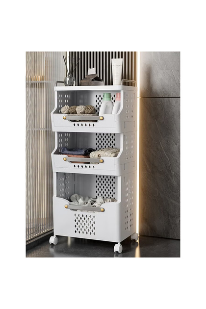 4 Layers Foldable Plastic Floor Mounted Storage Organizer