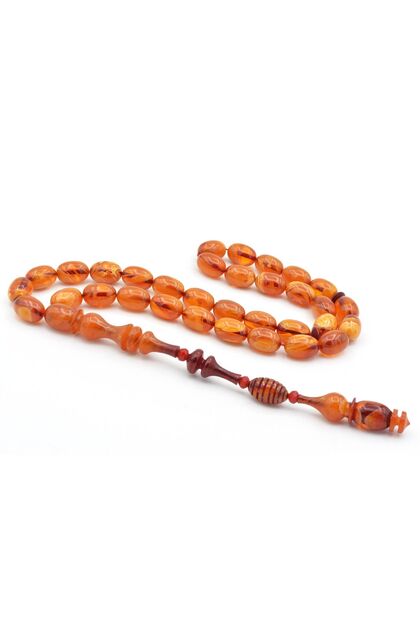 Master Crafted Şenalp Model Capsule Cut Orange Squeeze Amber Prayer Beads