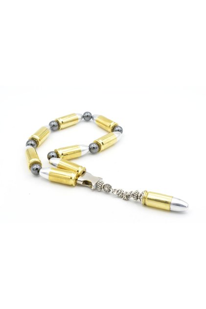 Mastercrafted Hematite Stone Inert Bullet Efe Mascot Prayer Beads