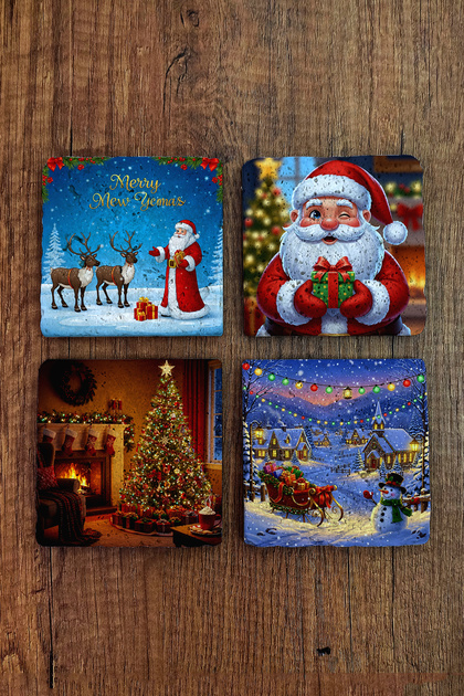 Natural Stone Coaster - Christmast New Year Printed 10X10Cm Ai Noel - Stone Coasters 532