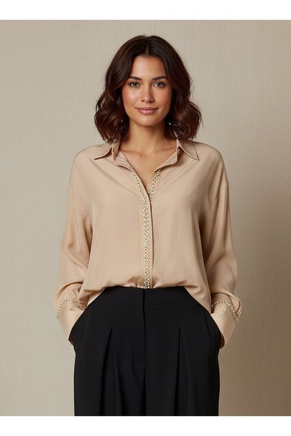 Shirt with Pearl Embellishment and Long Sleeves