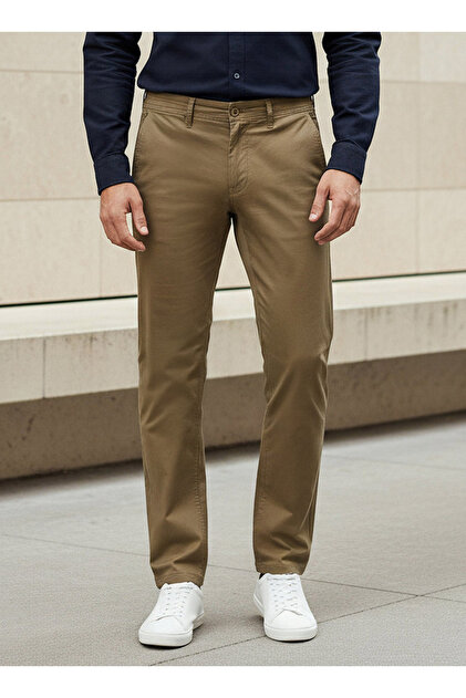 Men Slim Fit Chinos with Pockets