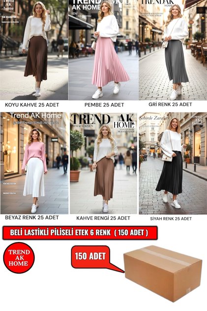 Elastic Waist Pleated Skirt - 6 Colors (Standard Size) (150 Pieces)