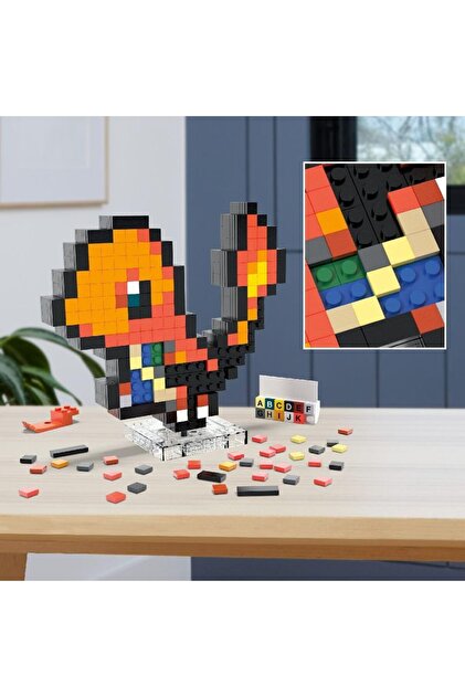 Mega Pokémon Glumanda – monte edilebilir figür, retro görünümlü