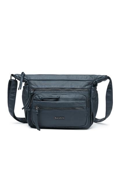 Barcelona Medium Size Multi-Pocket Long Crossbody Strap Sports and Casual Women's Shoulder Bag Jeans Blue
