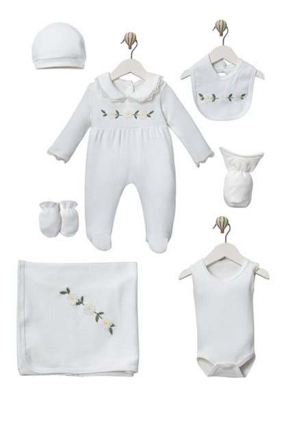 Baby Girl Mobile Daisy Patterned 7-Piece Bodysuit Set
