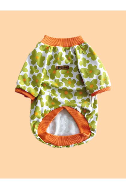 Yeşil Çiçekli Köpek T-shirt