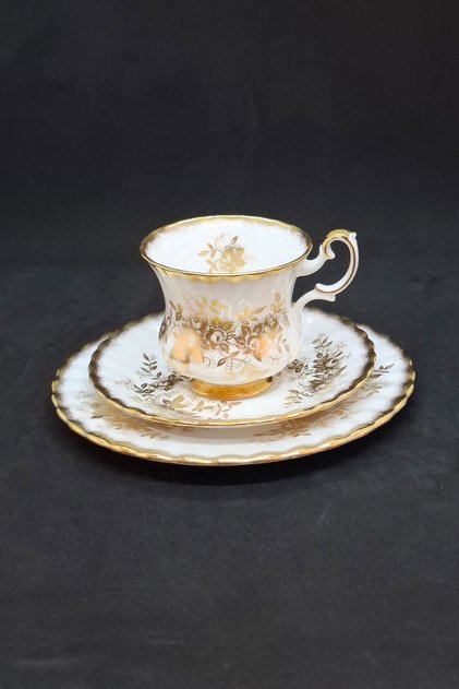 Antoinette Bone China Porcelain Double Coffee Cup and Saucers 3 Pieces 120 ml