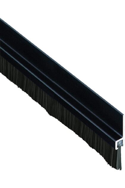 Door Seal Bottom Brush, Aluminum Holder with Nylon Bristles, 1M Black