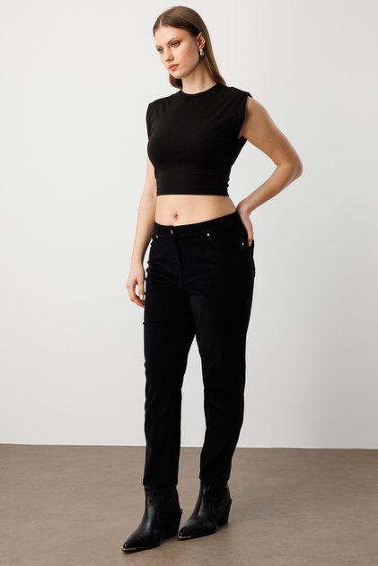 Velvet Pants with Pockets on the Top