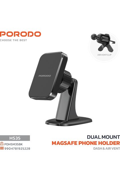 Dual Mount Magnetic Car Phone Holder - Dashboard & Air Vent Magnet Mount with N52 Strong Magnet