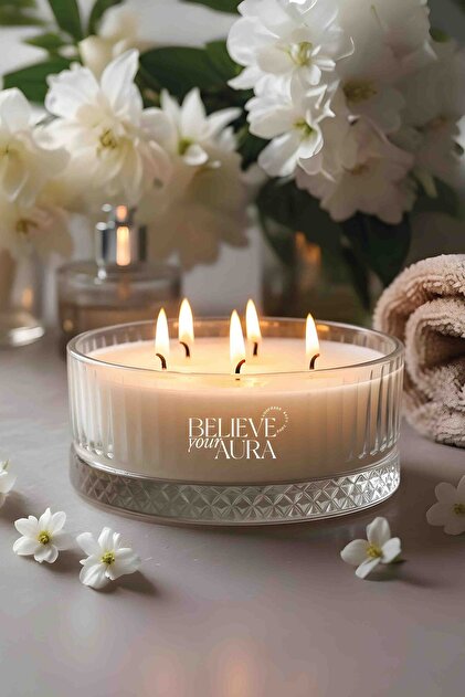 Yasemin Kokulu Kase Mum - %100 Doğal Soya Mumu Dekoratif Ve Aromaterapi Kokulu Mum - 500 cc