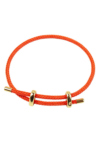Adjustable Hard Weave Drawstring Metal Detailed Bracelet