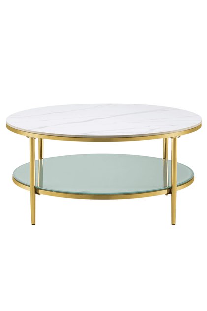 Masa de cafea, marmura deschisa/lapte/gold crom-auriu, ENION 2 NEW