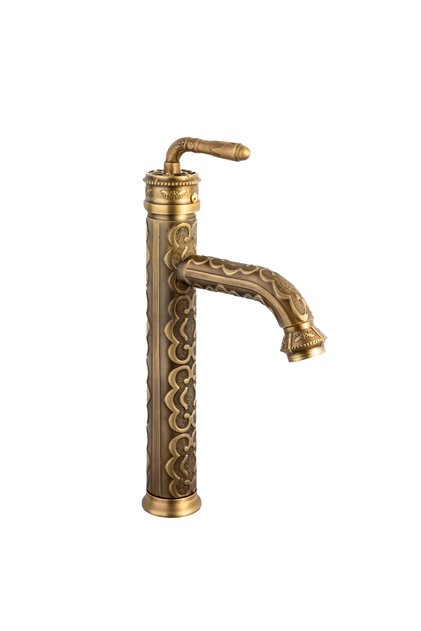 Baterie lavoar , montare pe blat ,bronz antichizat cu broderie