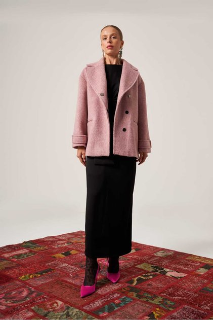 Kaşe Yün Oversize Kısa Kaban 1616