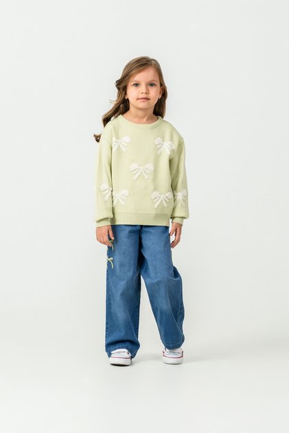 Girl's Sweater-Denim Pants 2-Piece Set