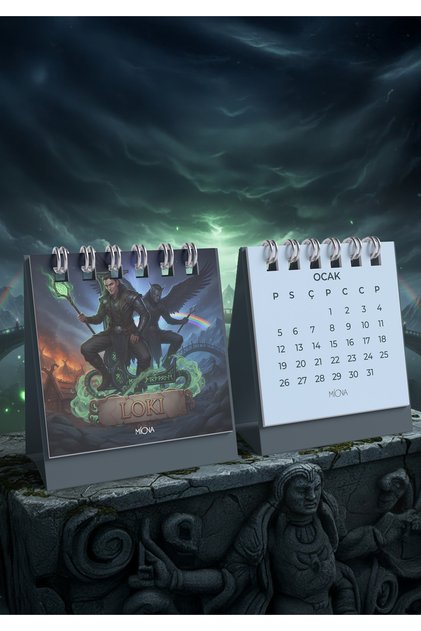 2026 Masaüstü Mitolojik Temalı Takvim - Loki (8x11)