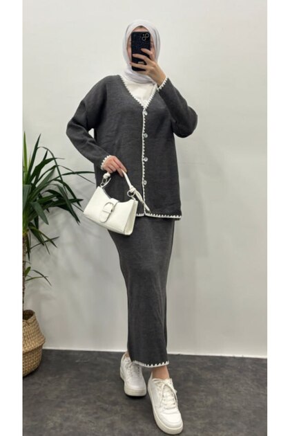 40902- Stylish Comfortable Soft Textured Knit Skirt Sweater Women's Set