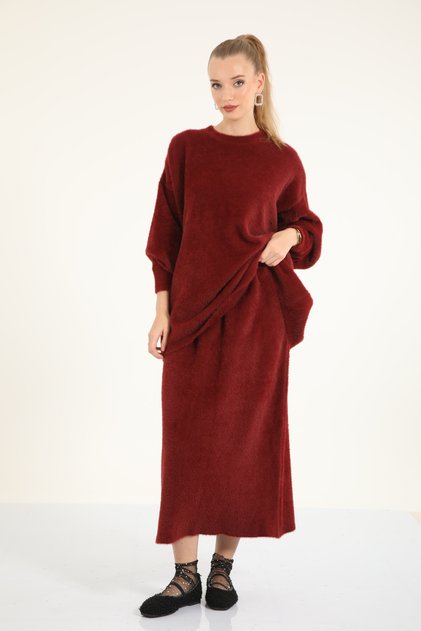 40803 - Stylish Comfortable Soft Textured Knit Skirt Sweater Women's Set