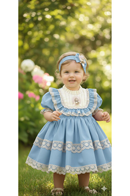 prenses tasarım atolyesi Bebe mavi vintage elbise - Fiyatı, Yorumları