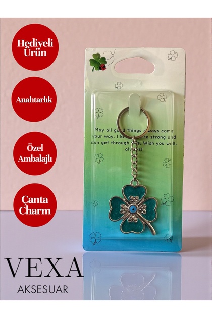 Four-Leaf Clover Lucky Keychain – Lucky Bag Ornament Gift Product with Special Packaging and Gift