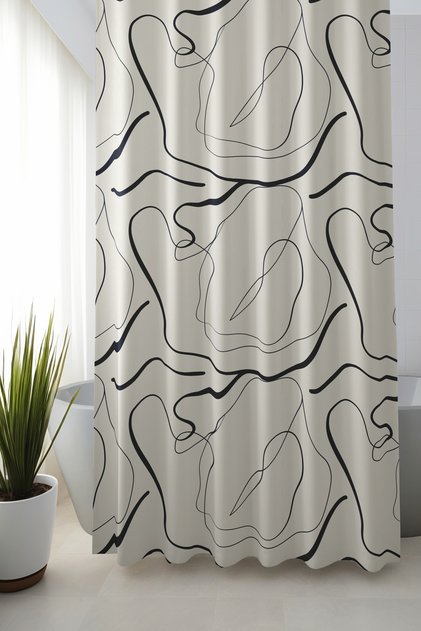 Perdele de baie, Perdele de duș cu model Omegu 4, Perdele pentru cadă, cu inel cadou 175x200cm BP-101