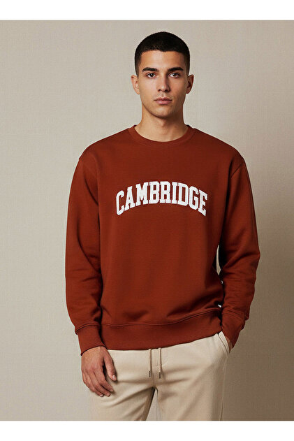 سويت شيرت رجالي بقصّة عادية وطبعة كامبريدج