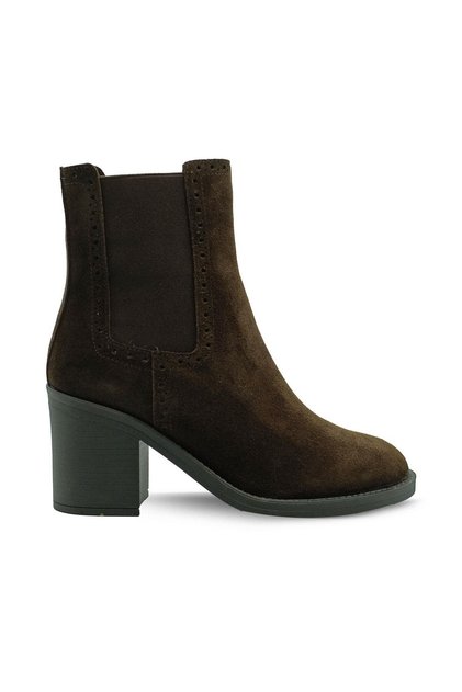 Genuine Suede Leather Zippered Boots Z590 Yarma Suet Brown 490 C63 (Split Suede Brown)