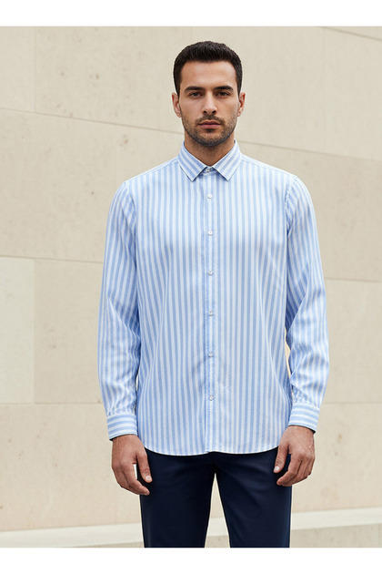 Men Regular Fit Striped Long Sleeve Shirt