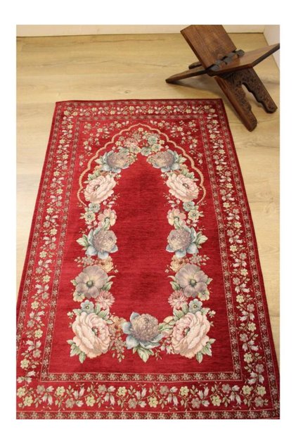 Kinay Red Jacquard Woven Tapetry Decorative Unpadded Without Fringes Chenille Prayery Mat 70*115