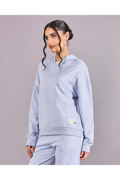 Women Blue Hooded Sweatshirt