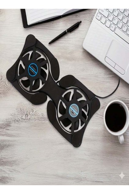 مروحة تبريد صغيرة للكمبيوتر المحمول بمنفذ USB مع وسادة تبريد قابلة للطي ونظام عادم محمول - تشغيل هادئ