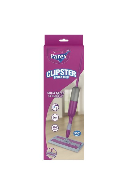 Mop spray Clipster cu recipient reutilizabil și cap rotativ la 360 de grade