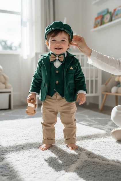 Costum Catifea Verde Smarald