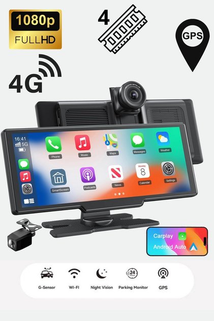 شاشة طبلون اكس اول مع داش كام كامرتين أمامي وخلفي 4G/WIFI/GPS