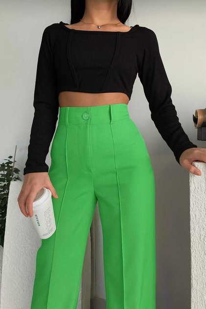 Çimalı Slim-Fit Cut Women's Loose-Fit '90s High-Waisted Loose-Leg Slim-Fit Cut Palazzo Pants