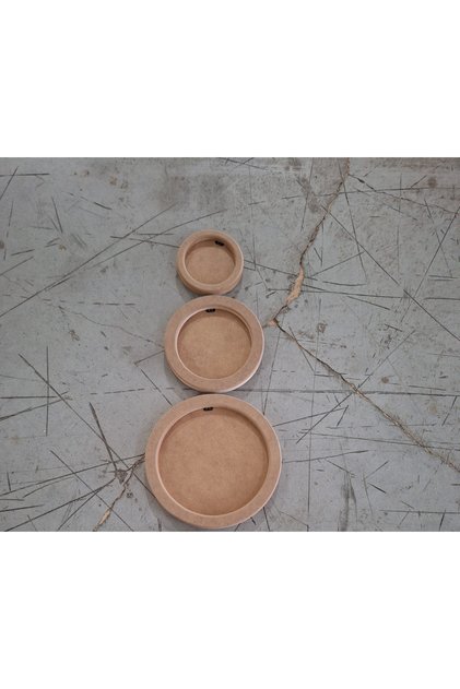 3 adet yuvarlak çerçeve 10 cm 15 cm ve 20 cm (18 mm ham mdf)