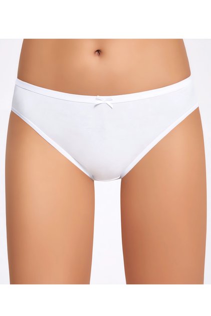 12-Pack, Bow Detail, Women's Bikini Slip Panties, 100% Cotton Combed, White