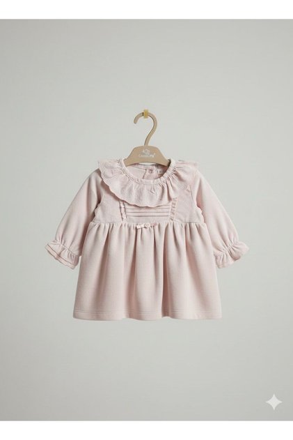 Ruffled Woven Patterned Velvet Baby Dress