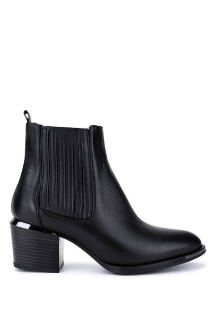Women's Genuine Leather Black Leather Heeled Boots